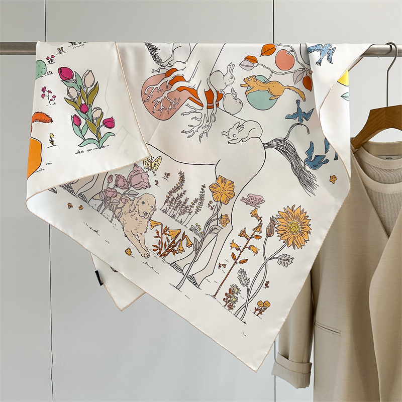 Travel Accessories Aesthetic - AB Faced Print Silk Scarf 18MM